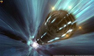 Large spaceship bright light center - christopher moeller free wallpaper