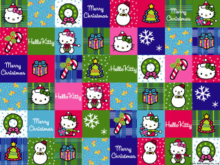 Colorful christmas pattern hello kitty - naive free wallpaper for desktop