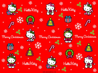 Hello kitty christmas red snowflakes - candy free wallpaper