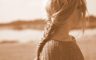 Woman braid beach boat sunset - free vintage wallpaper for desktop