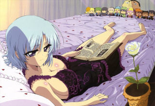 Woman laying bed book people - a detailed drawing free wallpaper