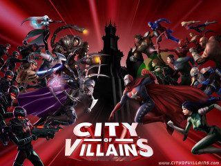 Superheroes city red lights background - a group of superheros free wallpaper