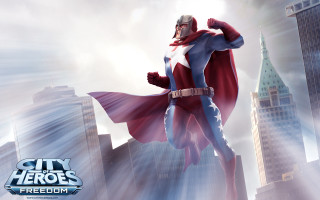 Superhero man cityscape cape skyscraper - a cityscape free wallpaper for desktop