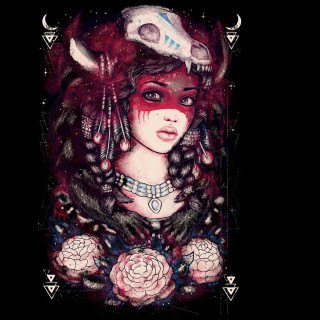 Woman strange hat feather flower - free cyberpunk wallpaper for tablet