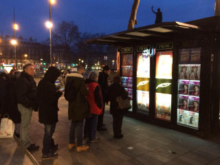 Group people bus stop night - les automatiste free wallpaper for desktop