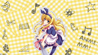 Girl sword checkered background musical - musical free wallpaper