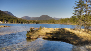 Lake trees mountains island nature - tree and mountains free wallpaper