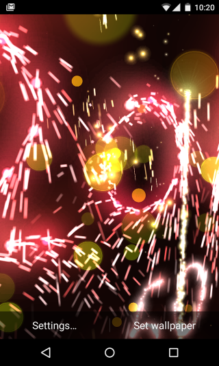 Fireworks red background yellow lights - volumetric free wallpaper for mobile
