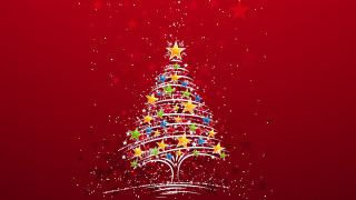 Christmas tree stars red background 6 - a christmas tree free wallpaper