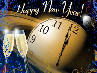 Clock champagne new year confetti - confetti free wallpaper