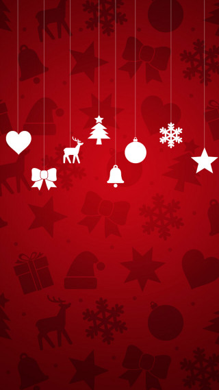 Red background white christmas decorations 2 - naive free wallpaper for mobile