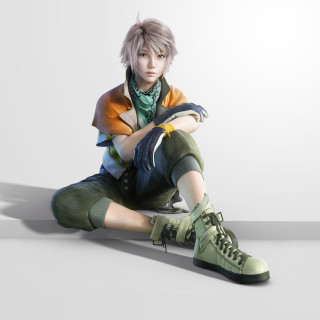 Person sitting ground shoes jacket - free 3d render wallpaper for tablet