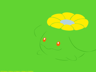 Yellow flower red eyes green - a drawing free wallpaper