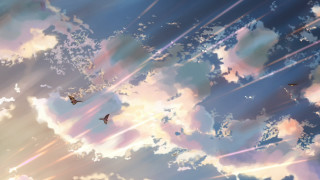 Sky clouds birds flying sunbeam - a sunbeam in the background free wallpaper