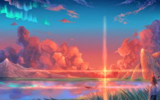Person lake bright light side - rossdraw global illumination free wallpaper
