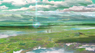 Person hill lake mountains cloudy - armin hansen free wallpaper