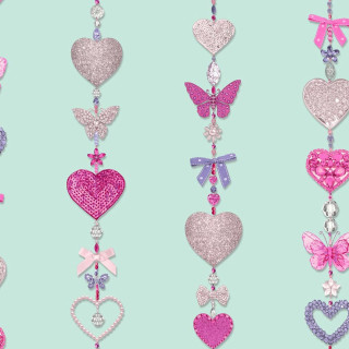 Colored hearts butterflies string blue - kitsch movement free wallpaper for tablet