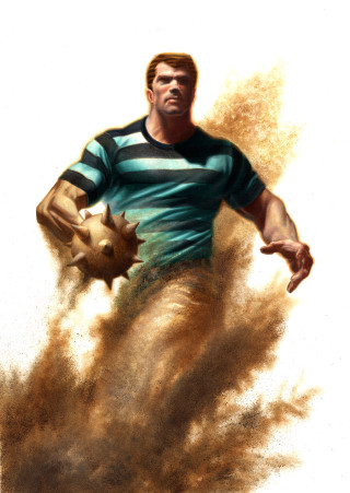 Man striped shirt throwing ball - a ball free wallpaper for mobile