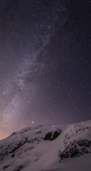 Mountain snow slope night sky - a snow free wallpaper for mobile