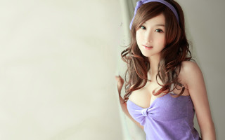 Purple dress woman posing white - a purple bow free wallpaper