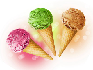 Ice cream cones colorful background - different color free wallpaper