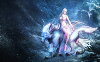 Woman white horse water wolf - chen chun free wallpaper