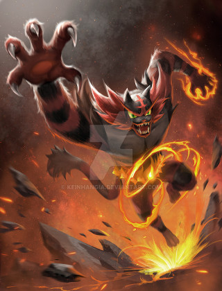 Cartoon character kicking fireball demon - magic free wallpaper for mobile