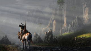 Mountain horse stream fantasy matte - mountainous free wallpaper