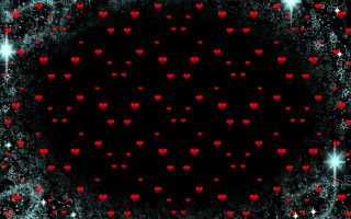 Black background red hearts stars - mosaic free wallpaper