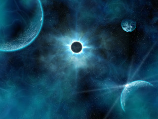 Planets blue space black hole - david free wallpaper