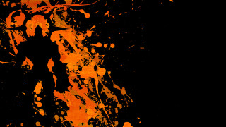 Black background orange paint splatters - clyfford free wallpaper