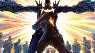 Batman man suit facing crowd - their arm free wallpaper for desktop