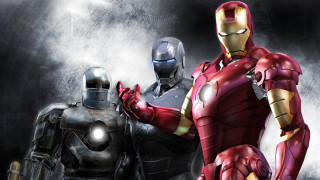 Iron man couple dark background - the back free wallpaper