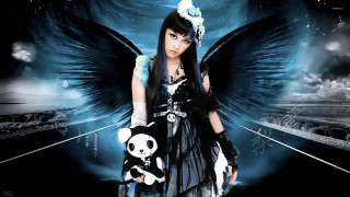 Woman panda bear angel wings - angel free wallpaper