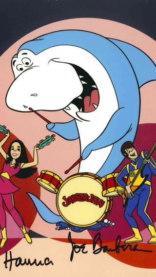 Shark playing drums bandleader girl - funk art free wallpaper for mobile