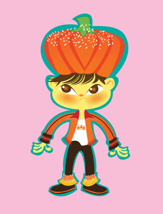 Cartoon character pumpkin head hand - character design free wallpaper