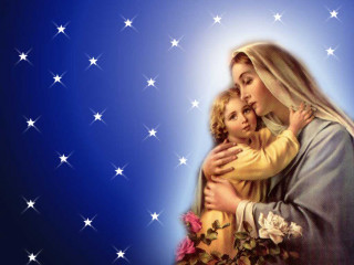 Woman child stars blue sky - white star free wallpaper for desktop