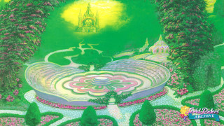 Garden fountain castle trees flowers - barclay shaw free wallpaper