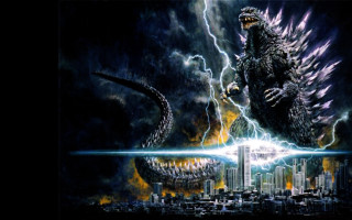 Godzilla city lightning bolts sky - christopher moeller free wallpaper for desktop