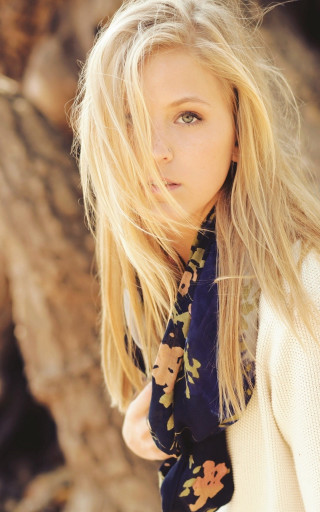 Woman blonde hair scarf sweater - flower free wallpaper for mobile