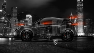 City parked car night neon - matte drawing free wallpaper for desktop