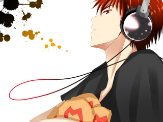 Man red hair headphones black - headphone free wallpaper