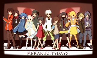 Anime characters group mekakucity days - a line free wallpaper