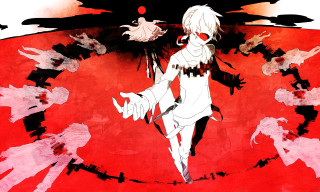 White haired yandere blood red - shape free wallpaper