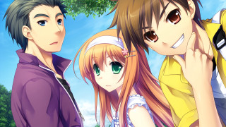 Anime characters tree sky background - a green eye free wallpaper