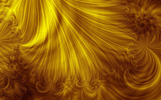 Yellow background wavy lines flowers - fractal free wallpaper