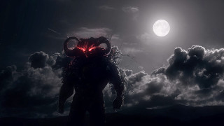 Man field fullmoon clouds night - the middle of a field free wallpaper