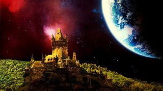 Castle hill planet red sky - star above free wallpaper