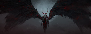 Demonic bird large wings foggy - large wing free wallpaper