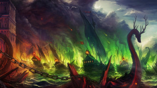 Ship storm fire green red - anato finnstark free wallpaper